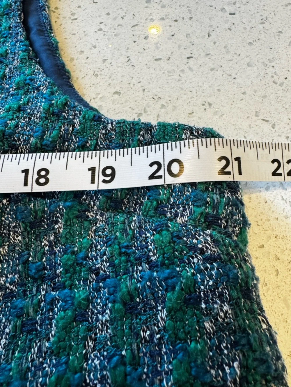 J.Crew Green Blue Tweed Sleeveless Top Size Large Textured Bouclé